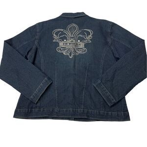 Vintage 90's Rhinestone Bling Embellished Denim Jacket
